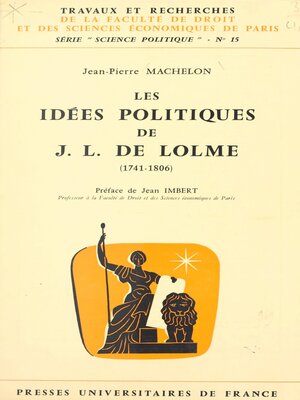 cover image of Les idées politiques de J.-L. de Lolme